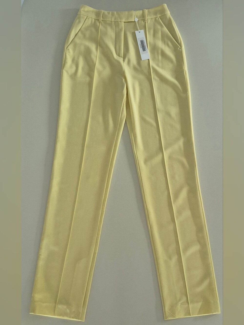 NWT Jonathan Simkhai Lemon Yellow Tailored Tapered Flare Side Slit Pants, Size 2